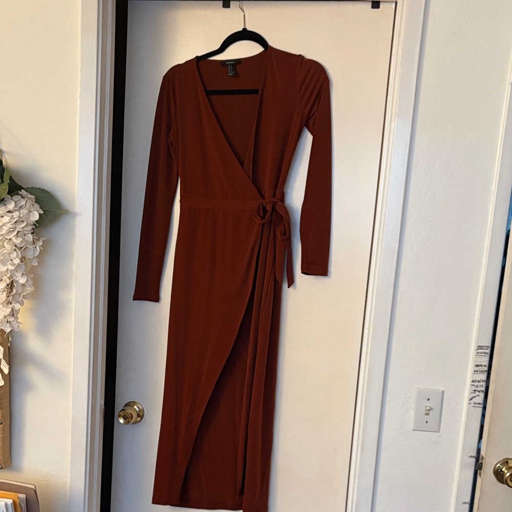 Elegant Brown Wrap Dress